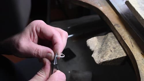 Gold Wedding Ring Craft By Goldsmith Isolated Macro Video Craft Jewelry Making with Professional