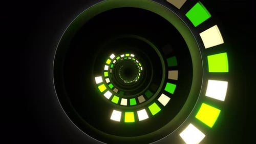 Yellow And Light Green Neon Slow Strobe Rings Background Vj Loop In 4K