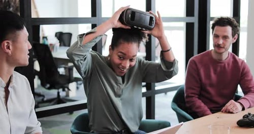 Game designers testing a new VR game