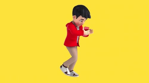 Fun 3D cartoon kid walking like a zombie (with alpha channel included)