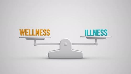 3D Balance Scale Weighing Wellness and Illness Concepts