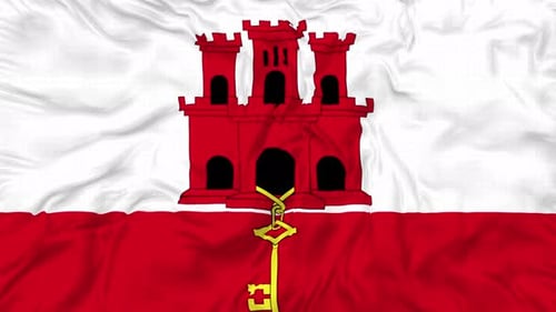 Gibraltar Flag Waving Seamless Loop Animation