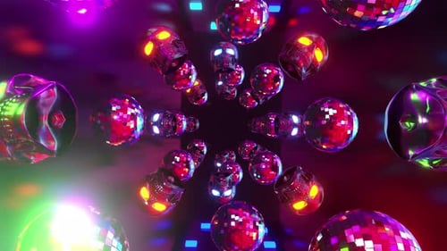 Vibrant Neon Disco Skull Loop Background Animation