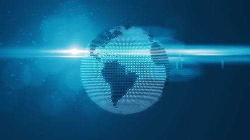 Digital Dot Earth Globe Rotation Loop