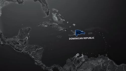 Dominican Republic Highlight Digital Map Animation