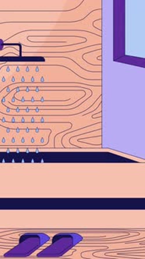 Animated Minimalist Bathroom Shower and Bathtub Scene