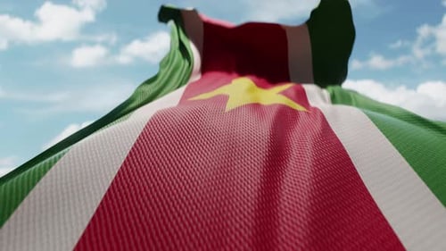 Suriname Flag Fluttering Seamlessly in the Wind