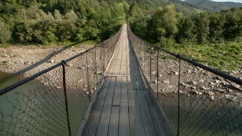 Rope Bridge Carpathian Mountains Ukraine