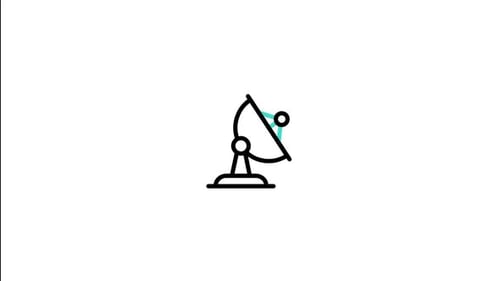 Animated Minimalist Satellite Dish Icon with Signal Transmission