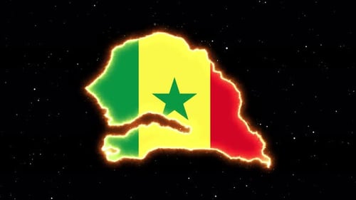 Senegal Map Flag Glowing Outline Animation