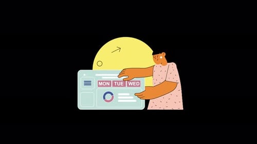 Flat Design Animation of Person Interacting with Web UI