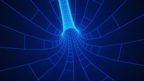 Retro Wireframe Tunnel Technology Background