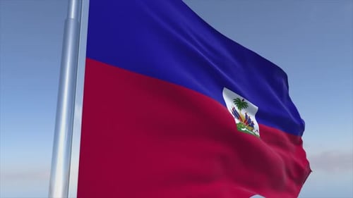 Realistic Haiti National Flag Waving Animation
