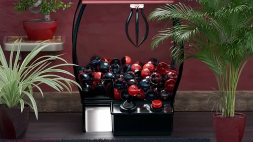 Modern 3D Claw Machine Animation with Colorful Capsules