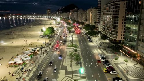 Traffic Lights at Copacabana Beach in Rio de Janeiro Brazil.