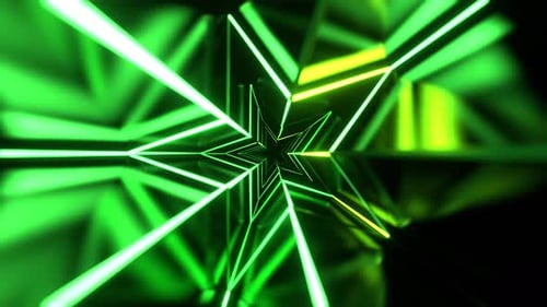 Grüner neonsternförmiger Feiertags-Design-Hintergrund VJ Loop In 4K