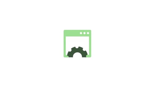 Flat Design Browser and Gear Icon Animation with Abstract Background