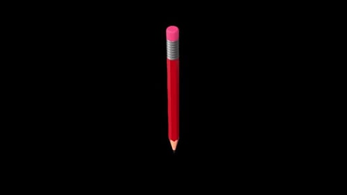 3D Rotating Red Pencil Icon Animation