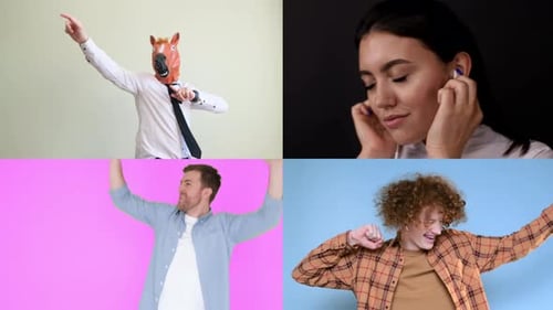 Music Video Montage with Four Split Screens of Young Professional Dancers Performing a Modern Dance