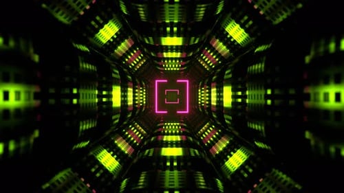 Light Green And Pink Neon Techno Science Fiction Strobe Corridor Background Vj Loop In 4K