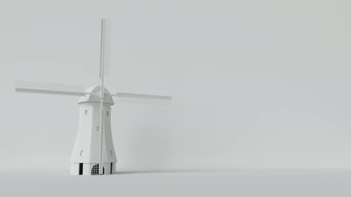 Konzeptionelle Looping-3D-Windmühle auf weißem Hintergrund