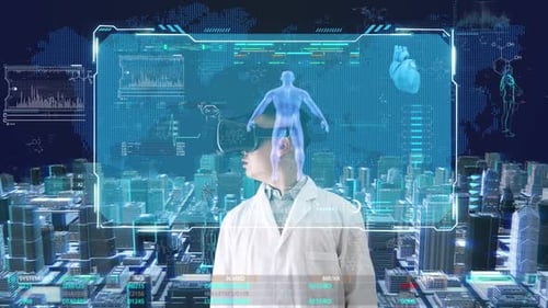 Futuristic Medical VR Hologram Interface Display