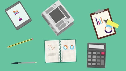 Flat Design Corporate Office Elements with Data Animation