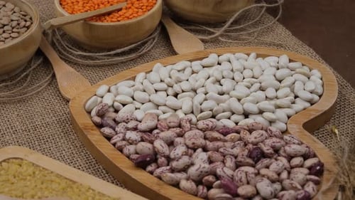 Colorful Grains and Legumes Still Life Composition