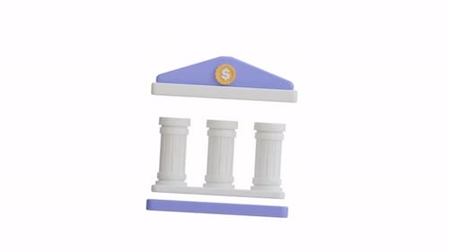 Animation 3D icon bank with transparant background.