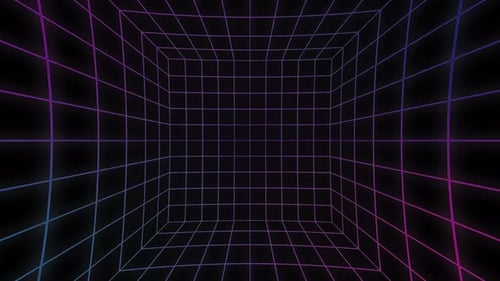 Retro Neon Grid Tunnel Loop Background