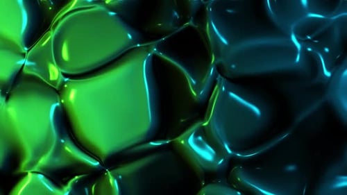 Abstract Fluid Green Blue Reflective Background Loop