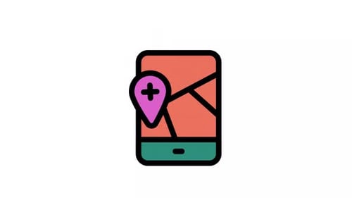 Animated Location Pin on Smartphone Map Flat Design Icon