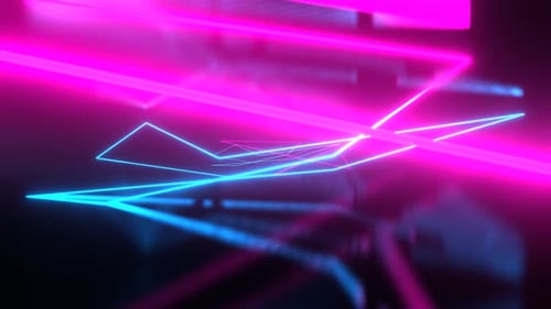 Cyan And Pink Abstract Neon Corridor Background Vj Loop I 4K