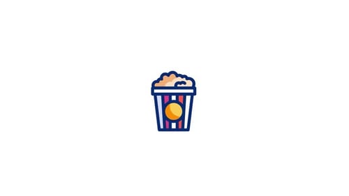 Animated Popcorn Bucket Icon in Flat Design Style