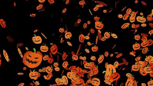Falling Halloween Jack-o'-Lanterns Festive Animation