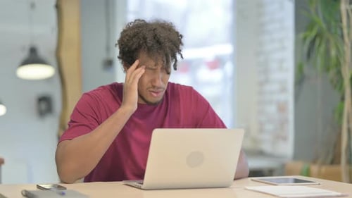 Young Adult Working on Laptop in Office