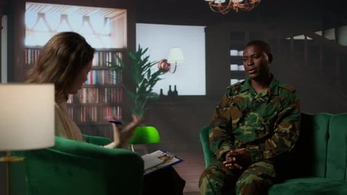 African American Serviceman Suffering From Post Traumatic Stress Disorder