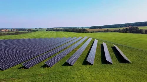 Solar Panels in a Solar Park Used for Clean Energy Production. Alternative Source of Electricity