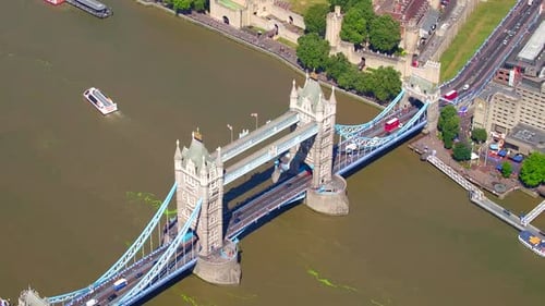 Aerial View of Tower Bridge and River Thames in London