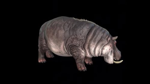 Animated 3D Hippo Model Turning with Realistic Details