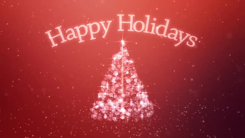 Sparkling Christmas Tree Happy Holidays Title Animation