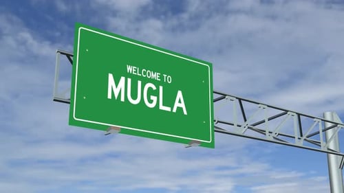 Letrero de la ciudad de Mugla 4K