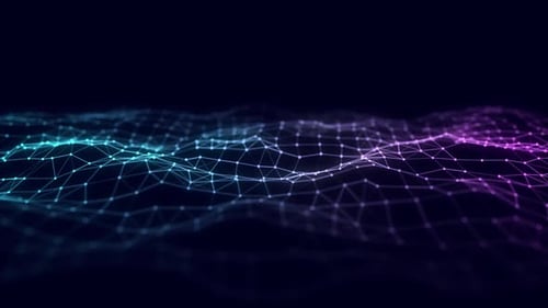 Abstract wave background with dots and lines moving in space. Technology illustration.