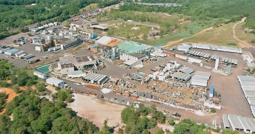 An Aerial View of the Chemical Industry Production Zone in the Industrial Zone with Tanks for