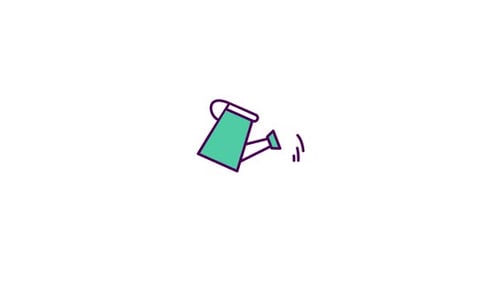 Animated Flat Design Watering Can Sprinkling Water