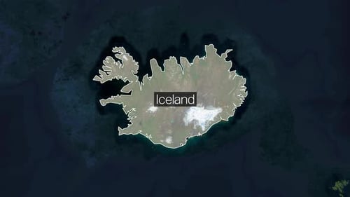 World Map Zoom and Highlight of Iceland with Title