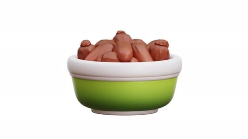 3D Animated Bowl Filling with Dates