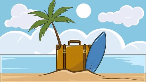 Beach Vacation landscaped cartoon animation backgrounds video