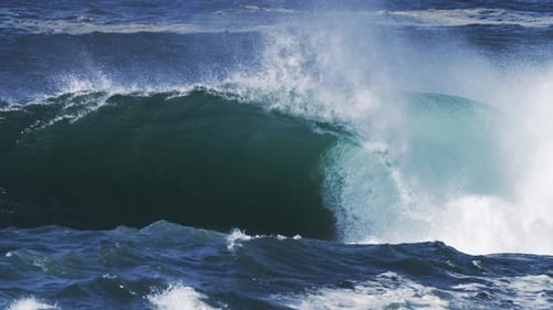 Giant Wave Crashing in Open Ocean
