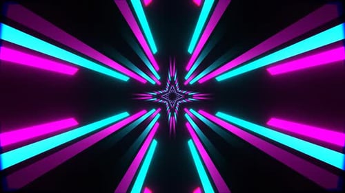 Pink And Cyan Neon Lines Move Alternately Background Vj Loop In 4K